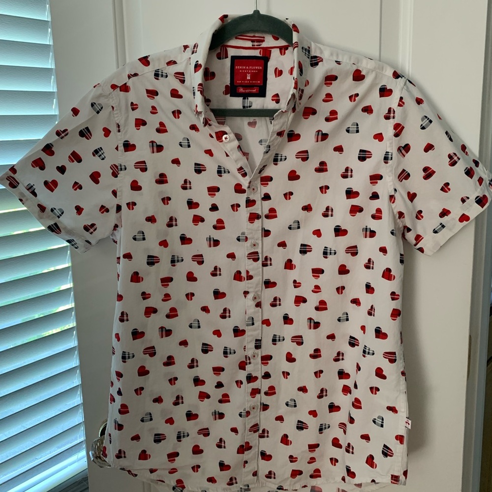 Ricky Singh Denim & Flower “Love is Love” button collar shirt